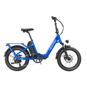 A photo of electric blue velotric fold 1 ebike